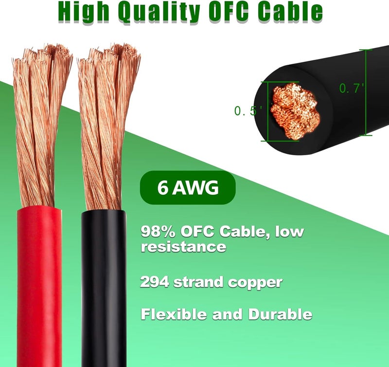 Kimbluth 6 Gauge Battery Cable Copper Wire, 30FT Red+30FT Black 6 AWG Welding Cable Standard USA OFC Wire for Automotive, Battery, Solar, Marine and Generator - Image 2